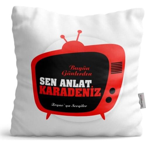 Personalized You Tell Black White Satin Pillow