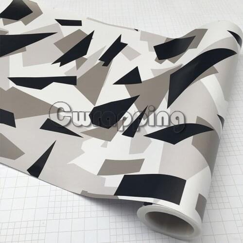 50cm x 2m/3m/5m Arctic Camo Film Sheet Black White Camouflage Vehicle Wrap With Air Bubble Free Motorbike Scooter Decal Rolls