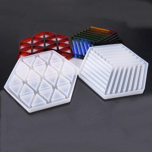 1 PCS Translucent Polygon Cup Mat Silicone Mold DIY Jewelry Making Tool Moulds UV Epoxy Resin Decorative Craft