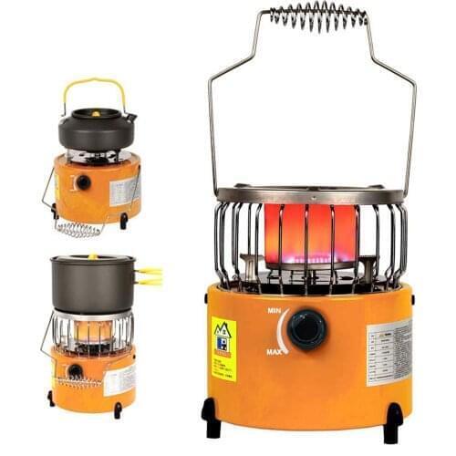 2 In 1 2000W Portable Mini Heater Camping Gas Stove Outdoor Warmer Propane Butane Tent Heater Heating Cooker For Camping Hiking