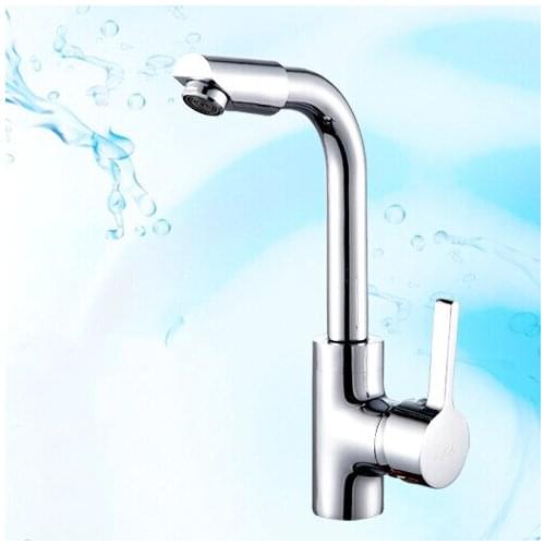X8059B - Luxury Brass Basin Faucet Hot & Cold Water Mixer Chrome Finish 360 Degree Turn Spout Basin Tap