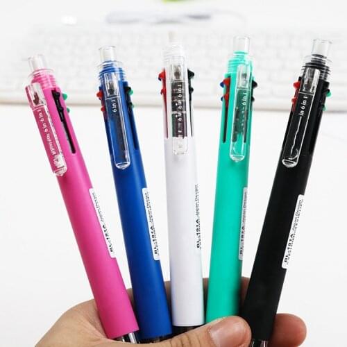 6 In 1 Multicolor Ballpoint Pens 5 Colors Ball Pen 1 Automatic Pencil With Eraser For School Office Writing Supplies Stationery