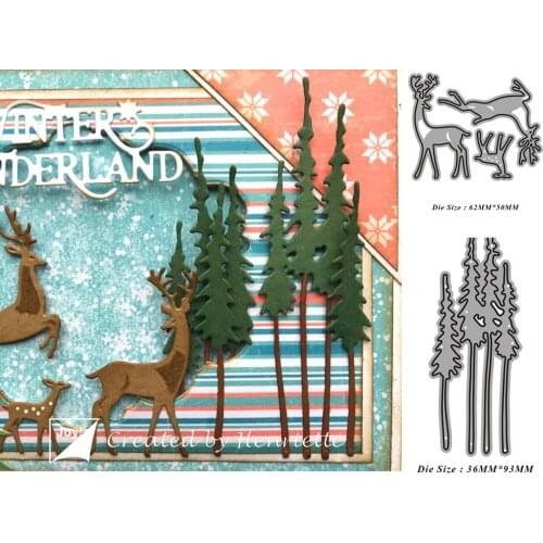 Christmas Elk and Tree 2021 Metal Cutting Dies for DIY Scrapbooking Paper Cardmaking Decor Embossing No Stamp Stencil Hand-on