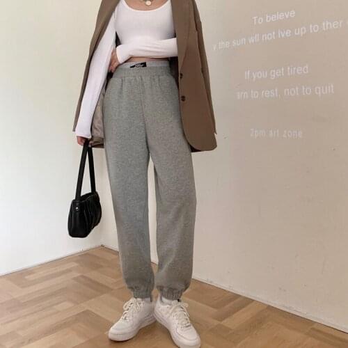 High Waist Sweatpants For Women Loose Comfortable White Sport Pants Black Solid Spring New Trousers Casual Worker Bottoms P001