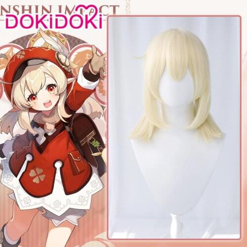 DokiDoki Game Genshin Impact Cosplay Halloween Klee Cosplay Wig Genshin Impact Klee Cosplay Hair