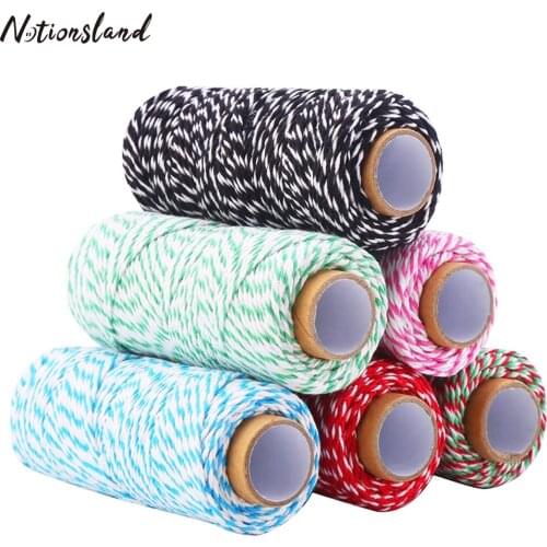 100% Cotton Rope Colorful Twine Cord String Thread for Party Wedding Christmas Decoration Supplies DIY Craft Cord 2mm*100m
