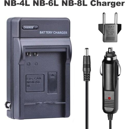 NB-6LN NB-4L NB-6L NB-8L Battery Charger + EU Plug Car Charger for Canon NB 4L 6L 8L IXUS 100 110 30 IS IXY Digital 10 SD300