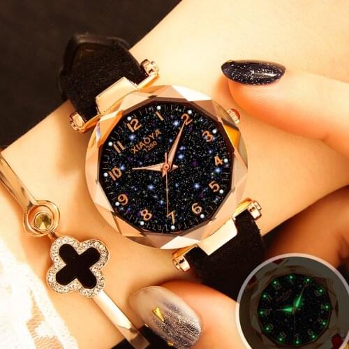 Hot Fashion Starry Sky Dial Women Watches Rose Gold Case Luxury Luminous Female Dress Wristwatches Ladies Quartz Bracelet Watch