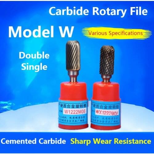 1pcs Model W shank diameter 6mm Tungsten Carbide Rotary File Milling Cutter Rotary Tool File