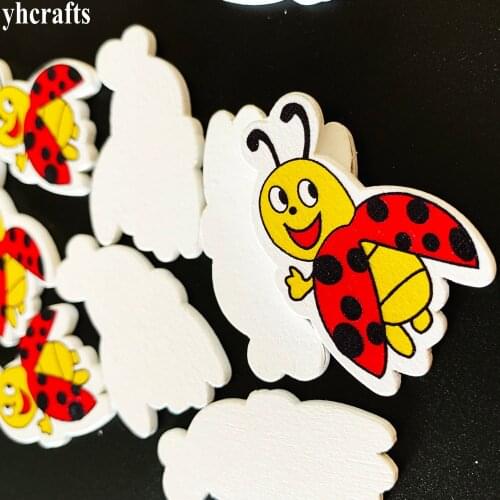 10PCS/LOT.Ladybug wood stickers,Kids room decoration.Kindergarten craft material Wall stickers Easter spring crafts Gifts OEM