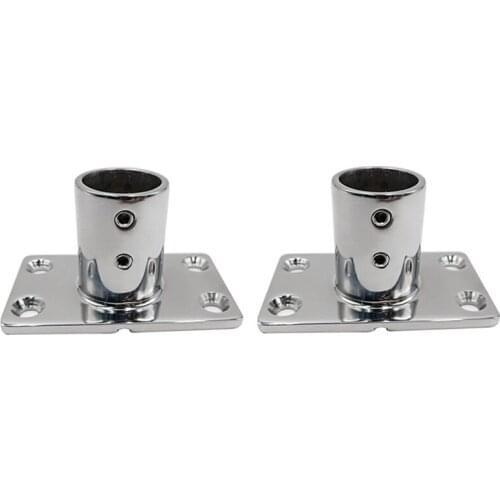 2 Pcs 90 Degree Boat Deck Hand Rail Fittings Rectangular Base for 25mm Tubing Marine Dock Hardware, 316 Stainless Steel