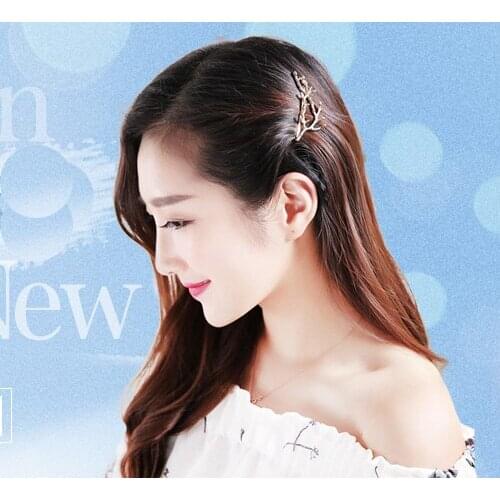 2 pieces Lot Deer Antlers Hair Pins Woodland Branches Silver Plated and Gold Color Metal Hair Bobby Pins