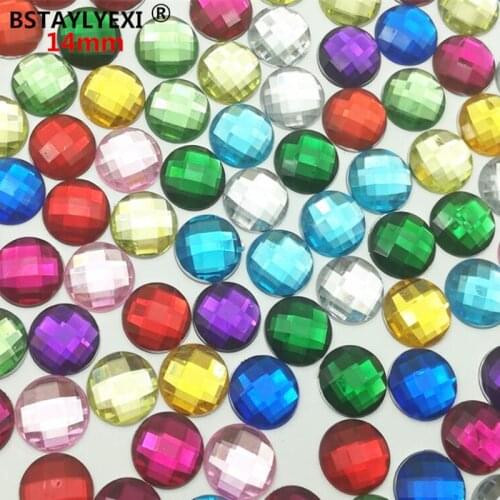 300pcs 14mm Acrylic Flatback Rhinestones Round Strass Chaton Crystal Stones Jewelry Making Clothes Dress Crafts Supplies 200pcs