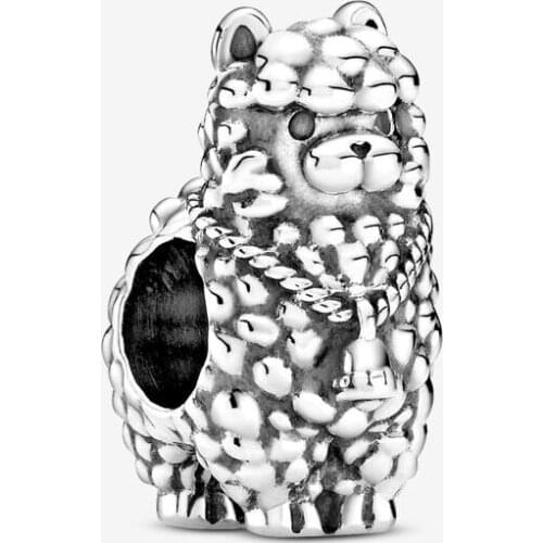 2020 New Style Real 925 Sterling Silver Fluffy Llama Charm Fit pandora Bracelet Bangle Vintage Silver Charm Bead DIY Jewelry