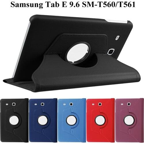360 Rotating Smart PU Leather Case for Samsung Galaxy Tab E 9.6 T560 T561 SM-T560/T561 Folding Folio Stand Tablet Case+Film+Pen