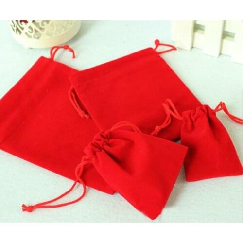 7*9cm 50pcs Red Velvet Bags For Jewelry Pouch Gift Bag Package With Drawstrings Bag Wedding/necklace Diy Women Flannel Display