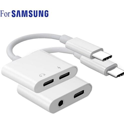 DAC Type C Adapter 2 In 1 Splitter For Samsung Galaxy S21 S20 Note 20 Ultra Note 10 Plus USB C to 3.5 Jack Earphone Audio Cable