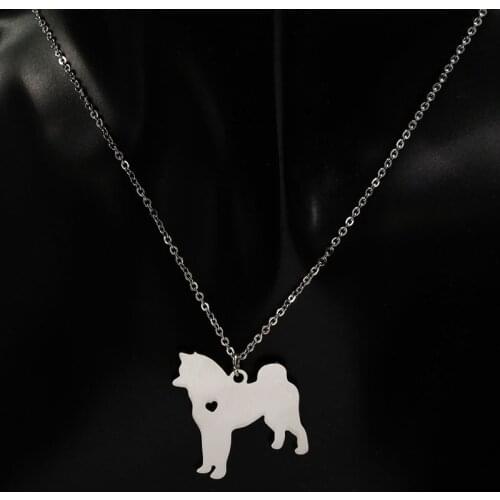 Akita Dog Stainless Steel Necklace For Women Stainless Steel Silver Color Necklaces Jewelry Best Friend collier N941S01