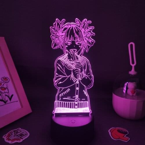 Anime Figure Toga Himiko 3D USB RGB Led Night Lights Colorful Gifts For Friends Manga Bedroom Table Decor My Hero Academia Lamp