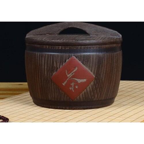 Handmade Natural Purple Clay Tea Jar Seal Caddy with Lid Imitation Wooden Barrel Box / Teaware Accessories Vintage Decor Crafts