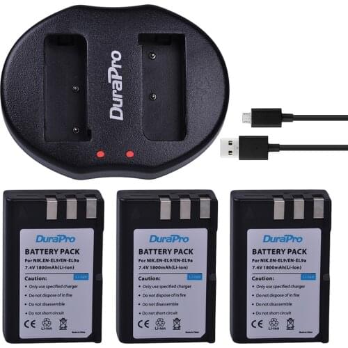 DuraPro 3x 1800mAh EN-EL9 EN EL9 EN-EL9a Camera Battery Charger Set Optional Replacement For Nikon D40 D40X D60 D3000 D5000