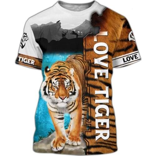 USA Size Mens summer 2021 Premium Tiger Skin love tiger 3D Printing Summer Beach Casual Fashion Loose Plus Size Mens T Shirt