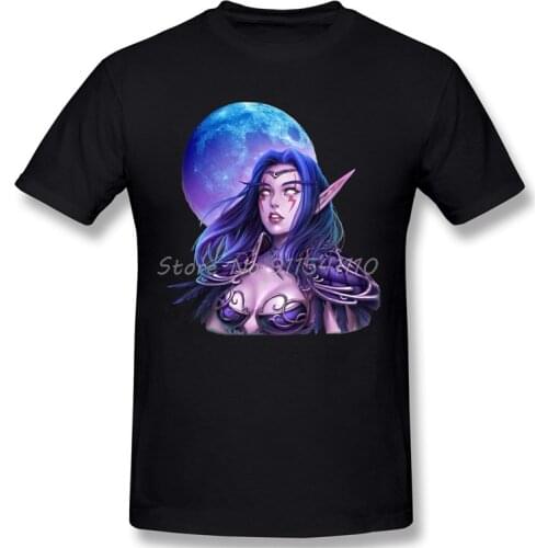 Hunter Night Print Cotton T-Shirt World of Warcraft Role-playing Game Men Fashion Streetwear