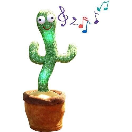 Free Shipping 32cm Dancing Cactus Sunflower Plush Toy Electric Singing Songs Twisting Cactus Learning To Speak Funny Gifts