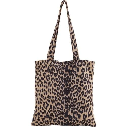 Korean Simple Fashion Leopard Print Womens Autumn Winter Tote Handbag Casual Canvas Shoulder Bag Purses And Handbags For Women