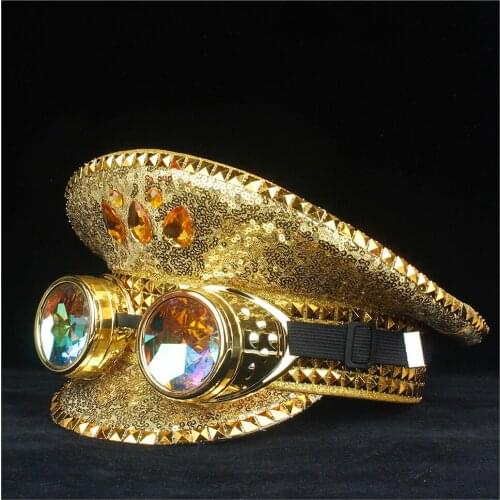 New Fashion Men Women Police Hat With Metal Classes Captain Hat Performance Military Hat Adult Hat 3 Size