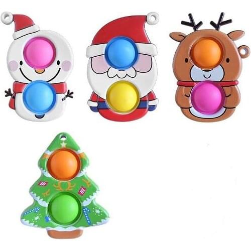 2021New Christmas Gift Smart Brain Toys Fidget Simple Dample Keychain, Finger Stress Relief Push Popping It Toy Key Ring