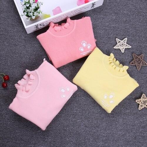 New Autumn/Winter Girls' Sweaters Pullovers Knitwear Girl Cotton Warm Clothing Children Fashion Printing Sweaters Size 3-5 years