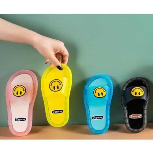 New Fashion Led Light Up Shoes Smile Face Cartoon Luminous Slippers Kids Shoes Girl Boys Outdoor Flip Flops Beach shoes SO040