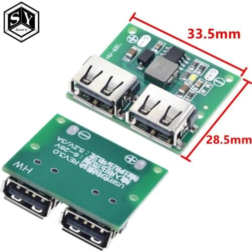 9V 12V 24V to 5V DC-DC Step Down Charger Power Module Dual USB Output Buck Voltage Board 3A Car Charge Charging Regulator 6-26V