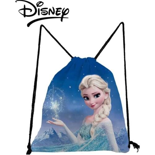 Disney Frozen Backpack Portable Storage Bag Cartoon Elsa Drawstring Bags Child Small Blue School Bag Eco Reusable Shoe Pocket
