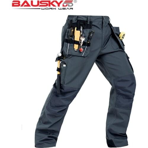 Working Clothes Construction Pants Mens Workwear Pants Craftsman Working Pants Males Dark grey Workwear Pants Cotton Twill B131