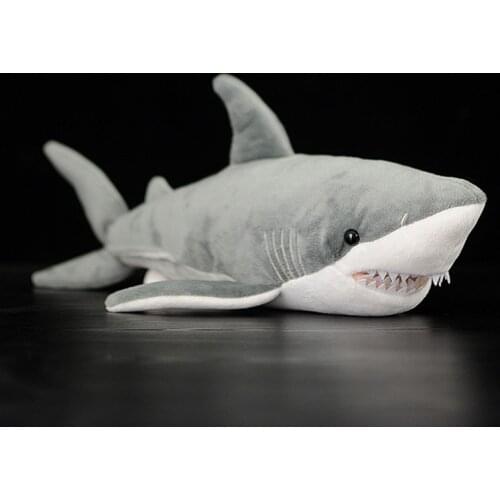 Lifelike Great White Shark Stuffed Toy Cute Soft Shark Model Real Life Plush Doll Simulation Ocean Animal Birthday Gift For Kids