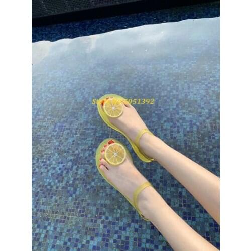 Candy Color PVC Flat With Sandals Jelly Shoes Cool Summer Soft Heel Round Toe lemmon Decor New Arrivals Summer Shoes Casual