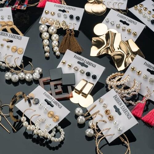 Hoop Earrings for Women Earrings Vintage Long Pearls Earrings For Girls Statement Acrylic Fashion Jewelry Round Earrings Female