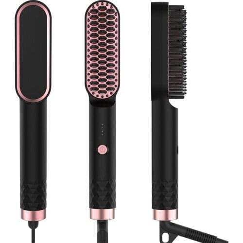 Hair Straightening Brush Electric Heating Straightener Comb PTC Heater Ceramic Men Beard Combs Flat Iron Hair Styling Tool