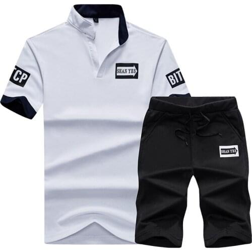 Sportsuits Set Men 2021 Brand Polo Suits Summer 2PC Top Short Set Mens Stand Collar Fashion 2 Pieces T-shirt Shorts Tracksuit
