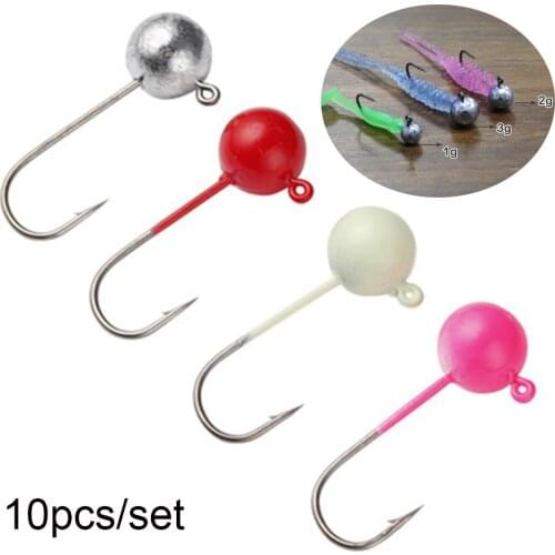 Luminous 1g 15g 2g 3g 5g 7g Perforated Sharp Durable Head Lead Head Hook Jigging Bait Carbon Steel Round Head