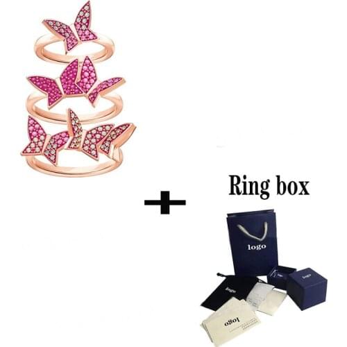 SWA Exquisite New Fashion Butterfly Shape Three-piece Elegant And Chic Ladies Jewelry Couple Memorial Jewelry Gift