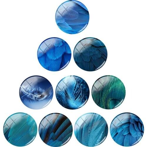 TAFREE Colors corrugated feathers 12/15/16/18/20/25/30 mm Glass Beads Cabochon Dome Cover Pendant DIY Accessories WL713