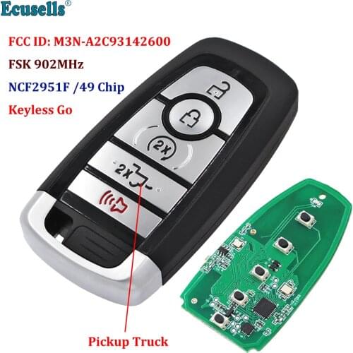 5B FSK 902MHz Keyless-Go Smart Remote Key NCF2951F/HITAG PRO/49 Chip for Ford (Pickup Truck) FCC ID: M3N-A2C93142600 HU101
