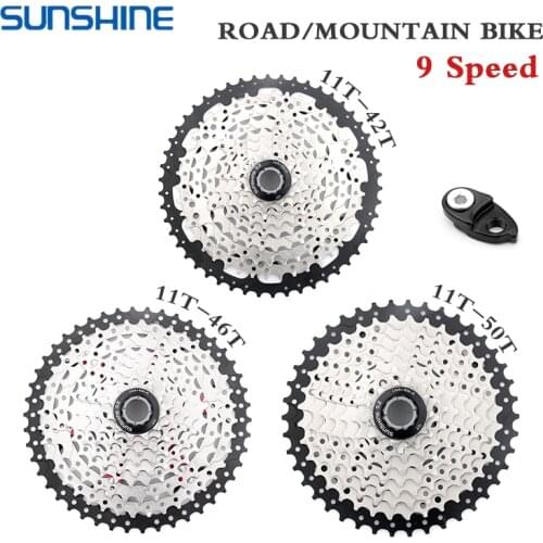 SUNSHINE MTB Bike Flywheel 9 Speed Road Bikes Cassette 25T 28T 32T 36T 40T 42T 46T 50T Bicycle Freewheel 9V Crown for Shimano