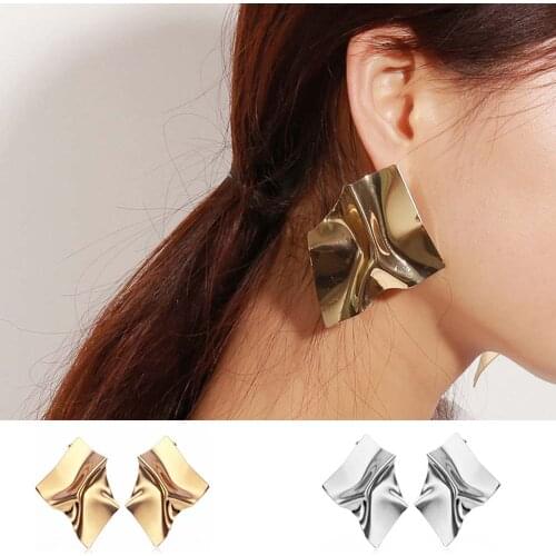 VG 6YM New Fashion Personality Exaggeration Gold Color Metal Drop Earrings Irregular Earrings for Women Party Jewelry Wholesale