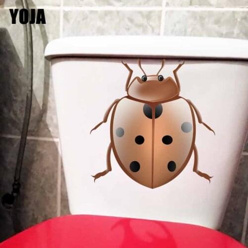 YOJA 21.7X22.4CM Delicate Brown ladybug Wall Sticket Toilet Seat Decal Cartoon Bedroom Home Decor T5-1083