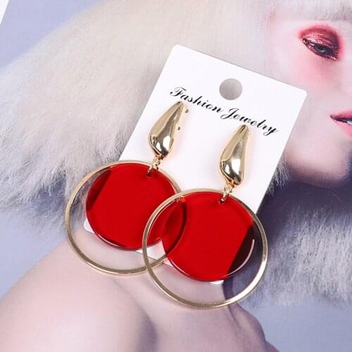 Transparent acrylic earrings for women korean pendant statement round bohemia punk fashion indian jewelry geometric wholesale cc