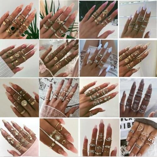 VIVILADY Trendy Set Women Round Charming Set Rings Chic Multi PCS Female Hot Sale Female Party Jewelry Bijoux Gift